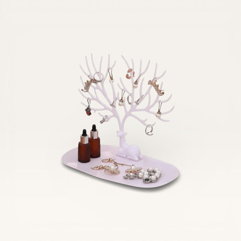 Arbre à bijoux cerf blanc avec des bijoux