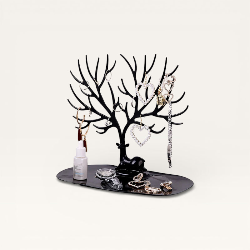 Arbre à bijoux cerf noir avec des bijoux