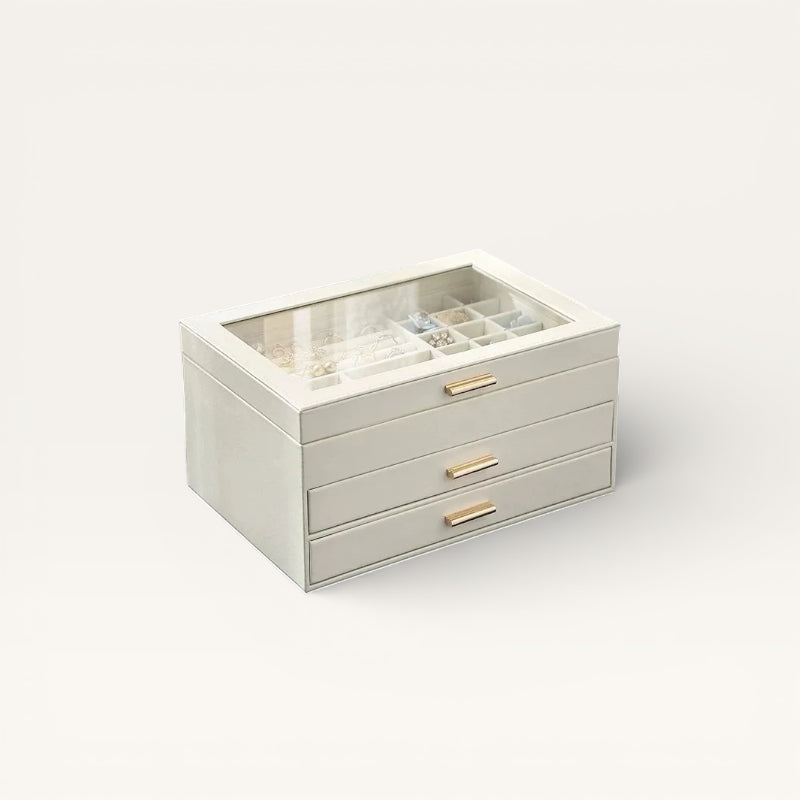 Boite à Bijoux 3 tiroirs blanc fermé