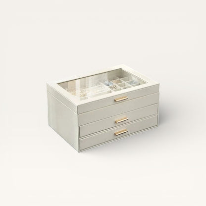 Boite à Bijoux 3 tiroirs blanc fermé