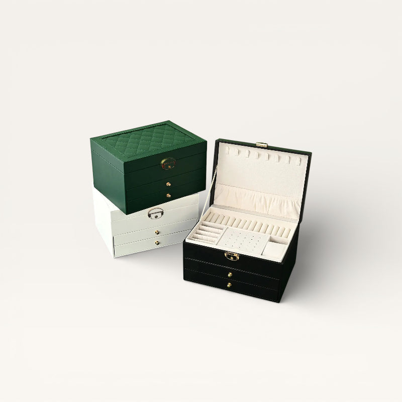 Boîte à bijoux femme ensemble ouverte