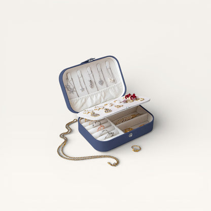 Boîte à bijoux pour voyage bleu