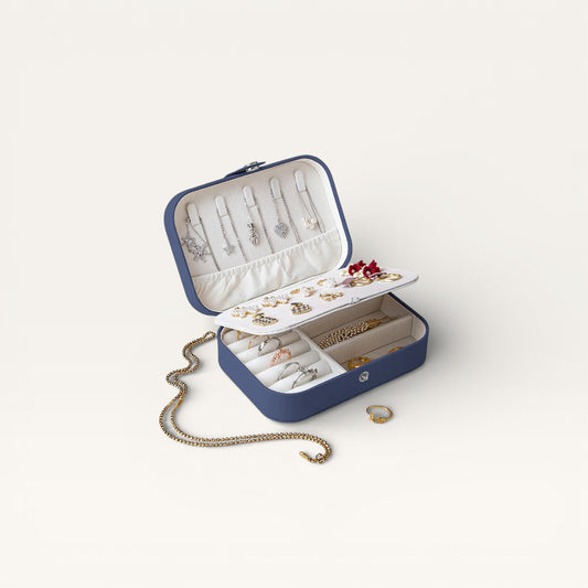 Boîte à bijoux pour voyage bleu