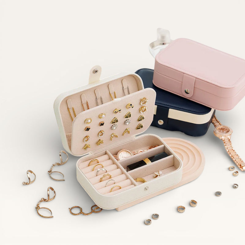 Boîte à bijoux pour voyage rose