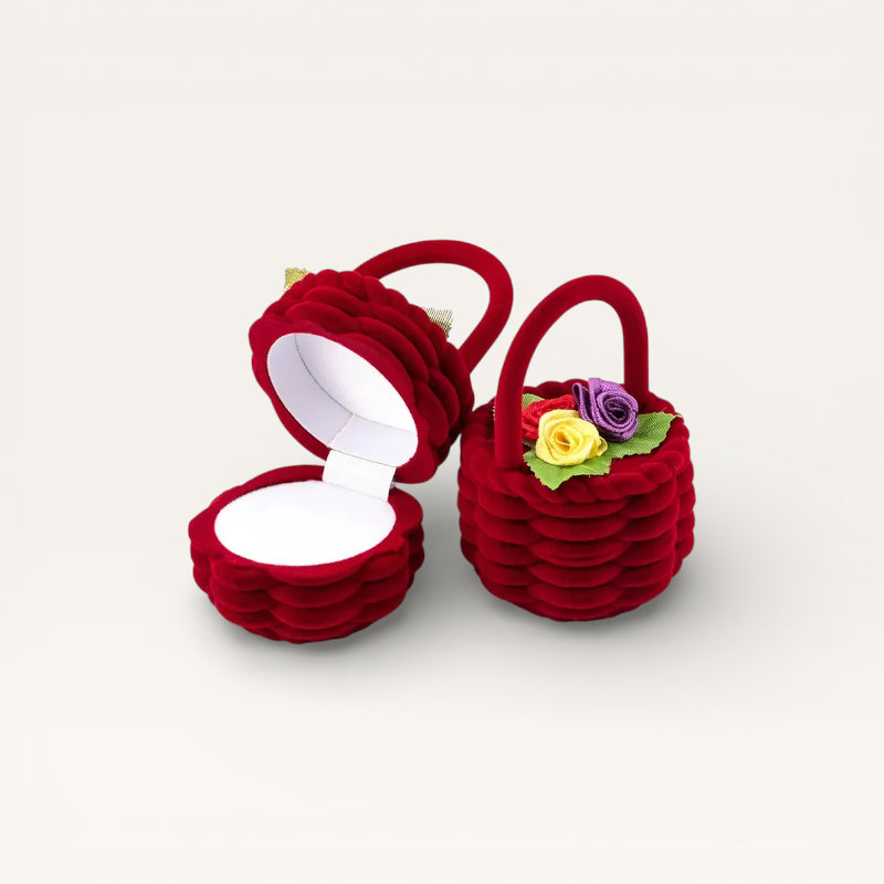 Écrin pour bague en forme de panier à fleurs